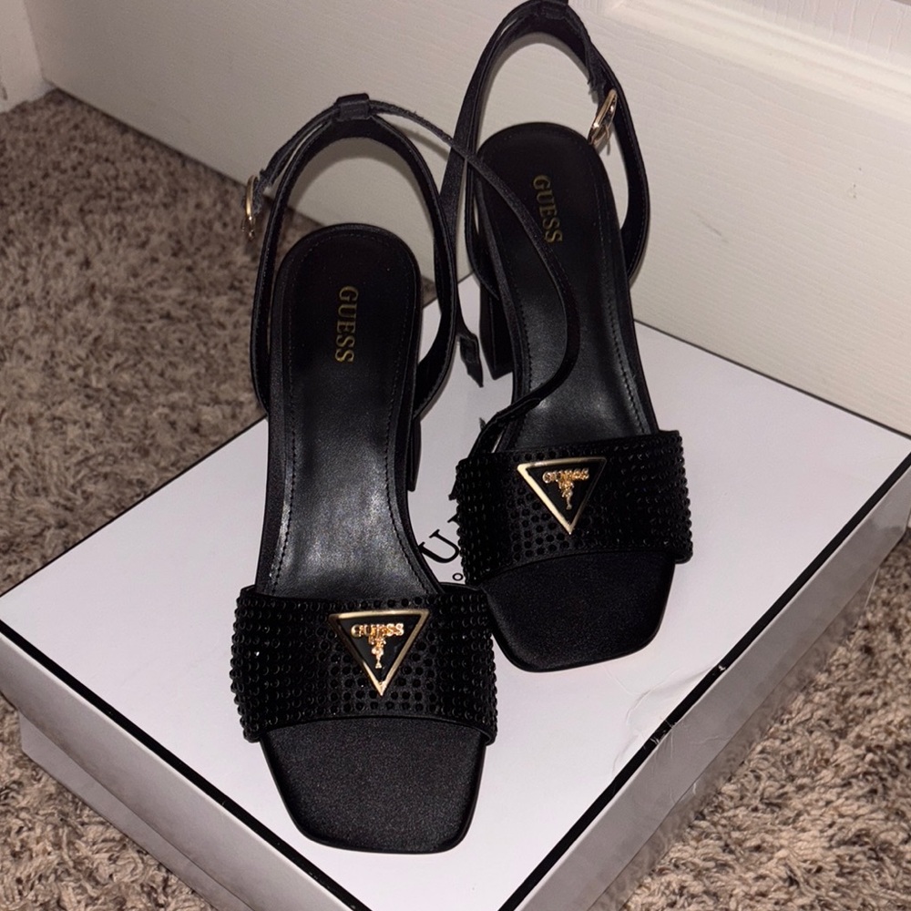 Guess Black Heels with Gold Accent